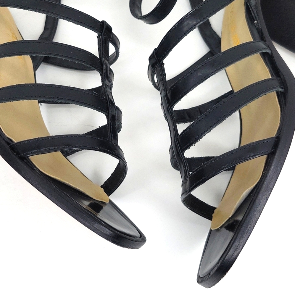 Black Leather High Heel Sandals Ankle Strap Made in Brazil 6 - Picture 11 of 16